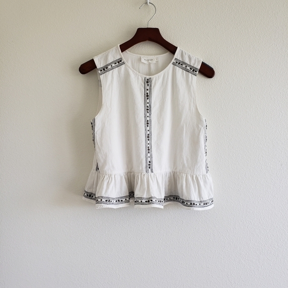 Anthropologie Embroidered Peplum Tank FLANNEL size Small - Picture 10 of 15